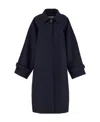 Ferragamo Blue Oversized Wool Single-breasted Coat In Black