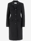 Ferragamo Single-breasted Shaped Coat In Wool And Cashmere In Gray