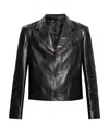Ferragamo Slim-cut Leather Blazer With Chest Welt Pocket In Black