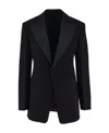 Ferragamo Wool Blazer With Satin Profiles In Black