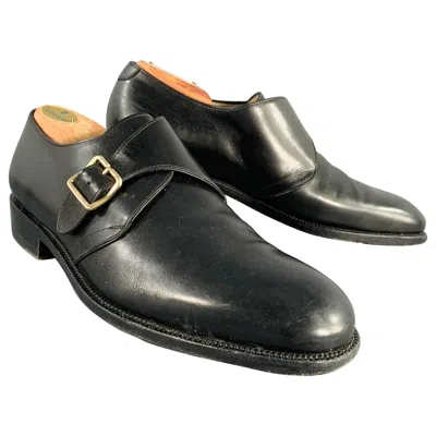 Pre-owned Ferragamo Salvatore  Size 8 Black Leather Monk Strap Loafers