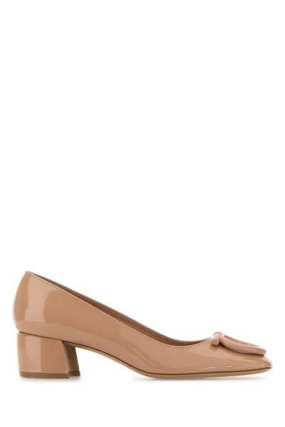 Ferragamo Salvatore  Skin Pink Leather Mara 40 Pumps In Brown