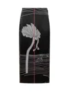 Ferragamo Printed Silk Midi Wrap Skirt In Black