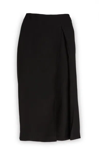 Ferragamo Salvatore  Pleated Midi Skirt In Black