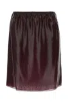 Ferragamo Stretchy Waistband Shiny Short Skirt In Red