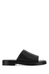 Ferragamo Crossover-strap Leather Slides In Black