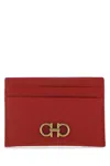 Ferragamo Red Gancini Card Holder In Lipsticksultan