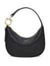 Ferragamo Mini Hobo Bag With Gold Gancini Accent In Black
