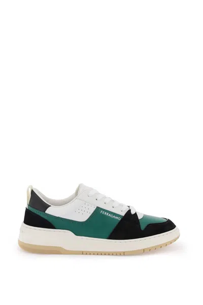 Ferragamo Gancini Low-top Sports Shoes With Outline In Multicolor