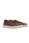 Ferragamo Calf Leather Low-top Sneakers In Brown