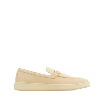 Ferragamo Nubuck Leather Loafers Gold Hardware In Beige O Tan