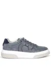 Ferragamo Gancini Suede Low-top Sneakers In Blue