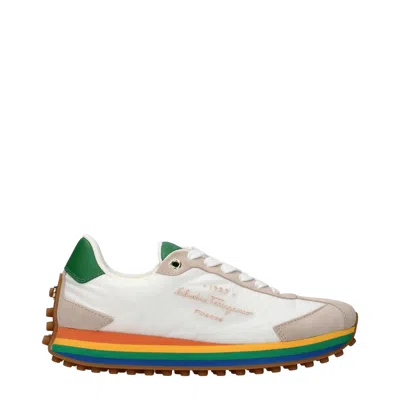 Ferragamo Iggy Rainbow-sole Sneakers In White