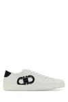 Ferragamo White Sneakers With Gancini Print On The Side And Contrasting Heel In Leather Man In White