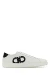 Ferragamo White Sneakers With Gancini Print On The Side And Contrasting Heel In Leather Man In White