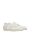 Ferragamo Achilles Mixed Leather Low-top Sneakers In White