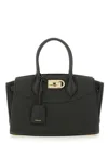 Ferragamo Black Leather Handbag In Black
