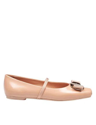 Ferragamo Salvatore  Soft Leather Ballerina Flat In Brown