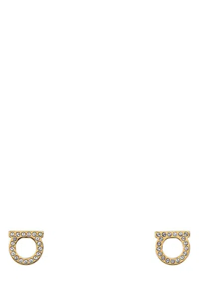 Ferragamo Embellished Metal Gancini Earrings In Gold