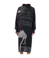 Ferragamo Spirit Print Satin Dress In Black