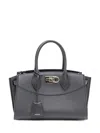 Ferragamo Salvatore   Bag In Black Grained Leather In Gray