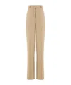 Ferragamo Woman Linen Blend Tailored Trouser In Nude