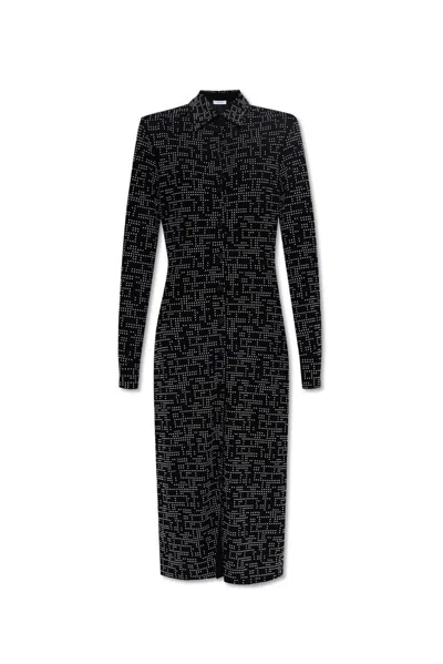 Ferragamo Salvatore  Stud Embellished Long Sleeeved Dress In Black