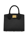 Ferragamo Salvatore  Studio Box Mini Leather Top Handle Bag In Nero