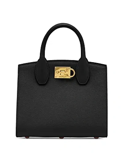 Ferragamo Salvatore  Studio Box Mini Leather Top Handle Bag In Nero