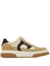 Ferragamo Beige Low Top Gancini Ornament Sneakers