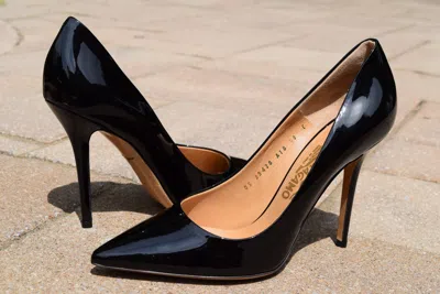 Pre-owned Ferragamo Salvatore  Susi Pump Classic Patent Leather Black Sz 10 Nero