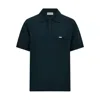 Ferragamo V-neck Polo With Jacquard Pocket Detail In Blue