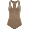 Ferragamo Cappuccino Stretch Viscose Blend Bodysuit In Beige