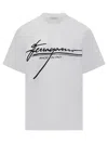 Ferragamo Signature Velvet Logo T-shirt In White