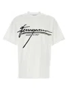 Ferragamo Signature Velvet Logo T-shirt In White