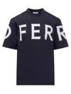 Ferragamo Short Sleeved T-shirt With Graphic Logo In Blue
