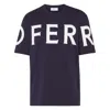 Ferragamo Short Sleeved T-shirt With Graphic Logo In Blue