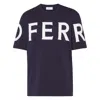 Ferragamo Short Sleeved T-shirt With Graphic Logo In Blue