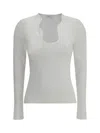 Ferragamo Rippled Neckline Long-sleeved Top In White