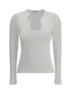 Ferragamo Cotton Top With Shaped Neckline In White