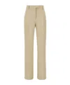 Ferragamo Woman Linen Blend Tailored Trouser In Nude