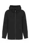 Ferragamo Technical Fabric Hooded Jacket For Men In Black