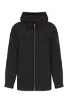 Ferragamo Technical Fabric Hooded Jacket For Men In Black