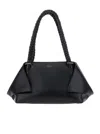 Ferragamo 'the Scarf Bag' Black Shoulder Bag With Braided Handles And Folded Corners In Black
