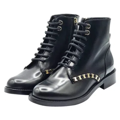 Pre-owned Ferragamo Salvatore  Theodore Combat Boots Leather In Black