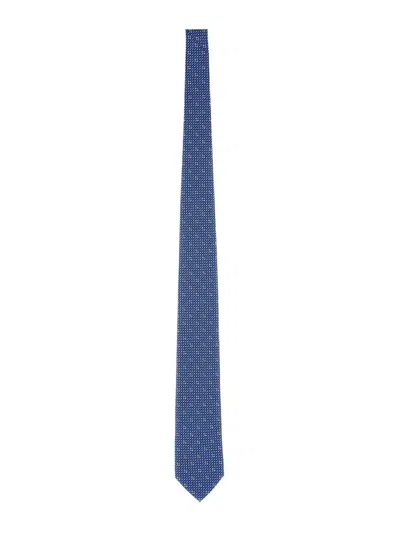 Ferragamo Salvatore  Tie Print "gancini" In Blue