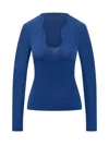 Ferragamo Top With Rippled Neckline In Blue