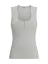 Ferragamo Salvatore  Cotton Tank Top With Shaped Neckline In White