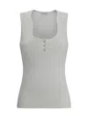 Ferragamo Salvatore  Cotton Tank Top With Shaped Neckline In White