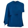 Ferragamo Viscose Top With Cape Detail In Blue